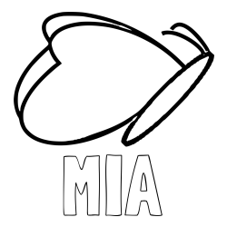 Online izdelana pobarvanka - Pobarvanka imena MIA in preprosta pobarvanka metulja v letu