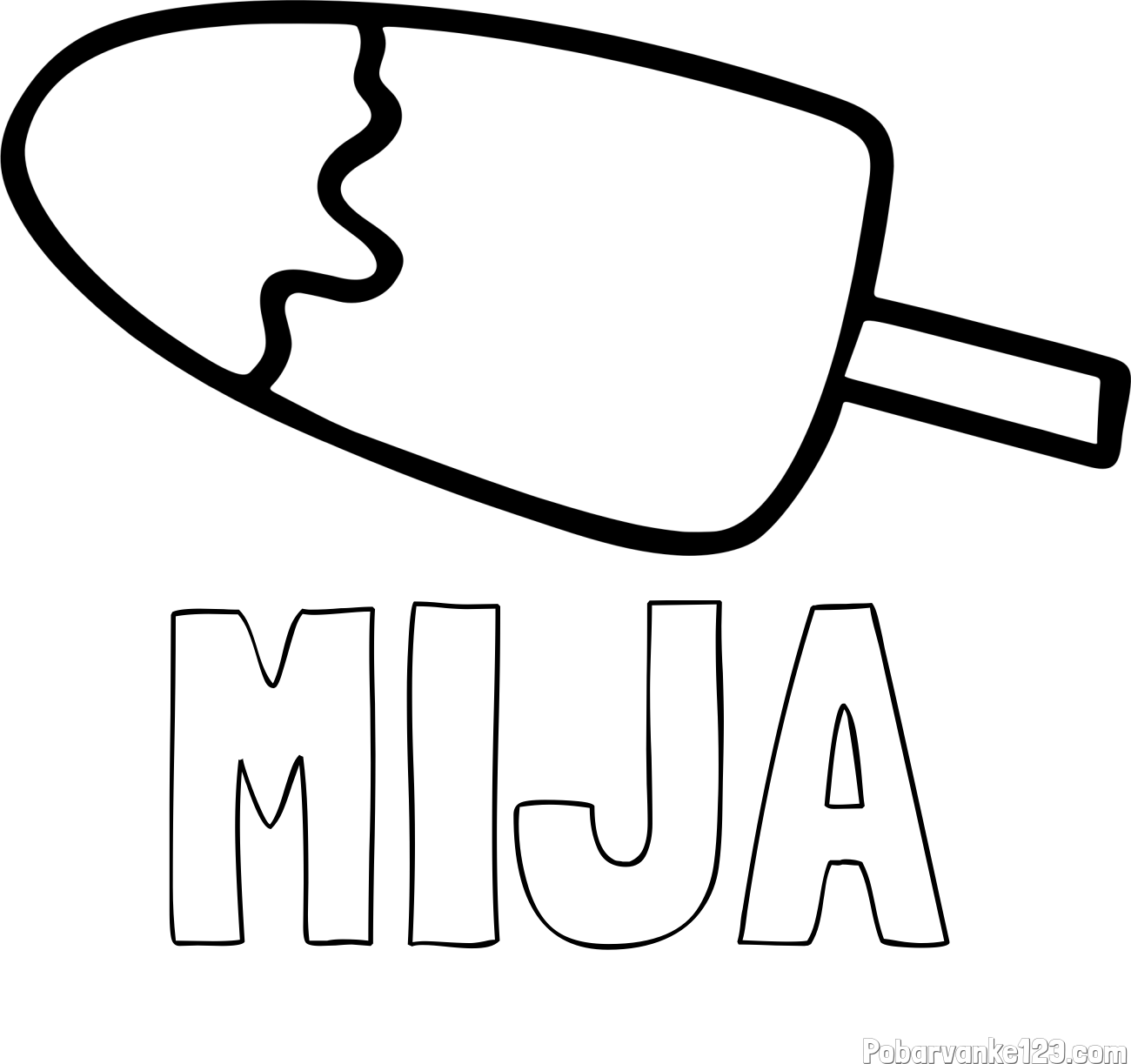 Pobarvanka imena MIJA in pobarvanka lučke (sladoled na palčki)