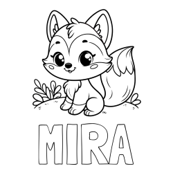 Online izdelana pobarvanka - Pobarvanka imena MIRA in pobarvanka lisičke