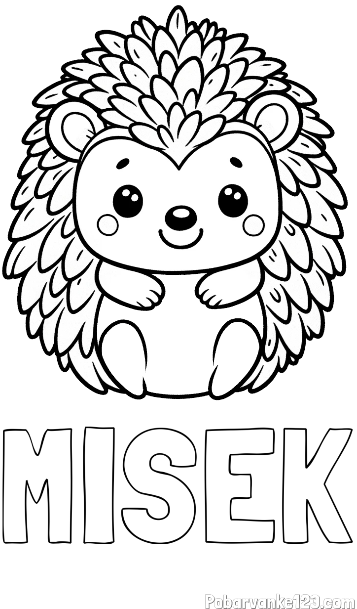 Pobarvanka imena MIŠEK in pobarvanka prikupnega ježa