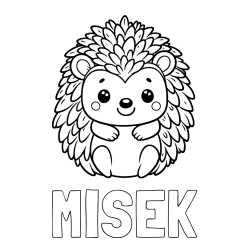 Online izdelana pobarvanka - Pobarvanka imena MIŠEK in pobarvanka prikupnega ježa