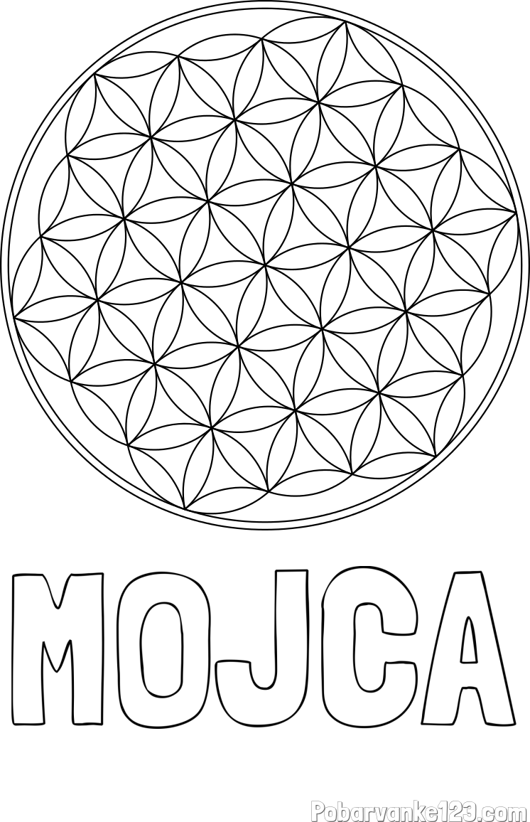 Pobarvanka imena MOJCA in mandale