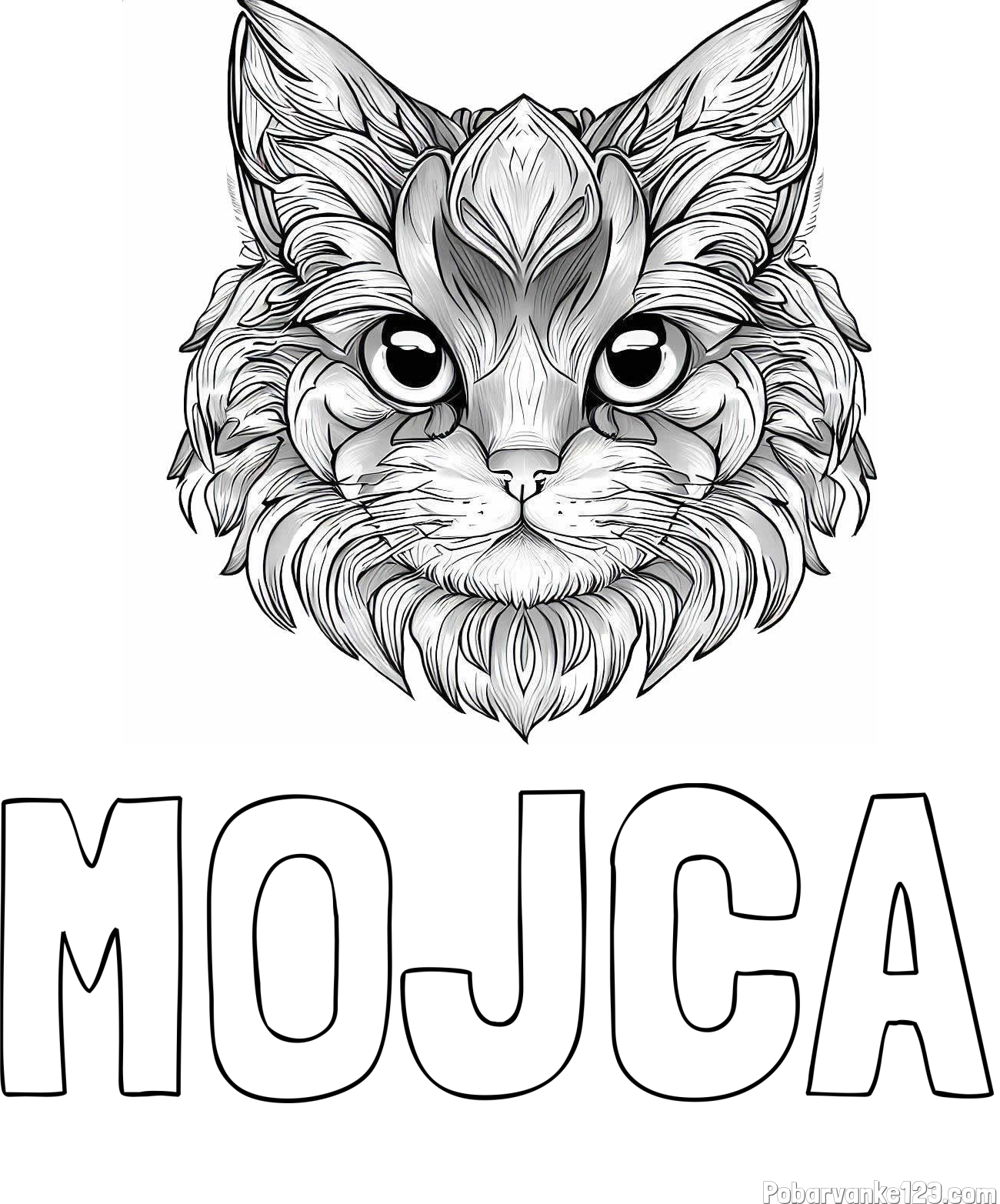 Pobarvanka imena MOJCA in pobarvanka mačke