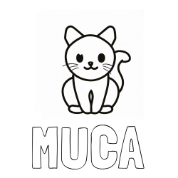 Online izdelana pobarvanka - Pobarvanka imena MUCA in pobarvanka prikupne mucke