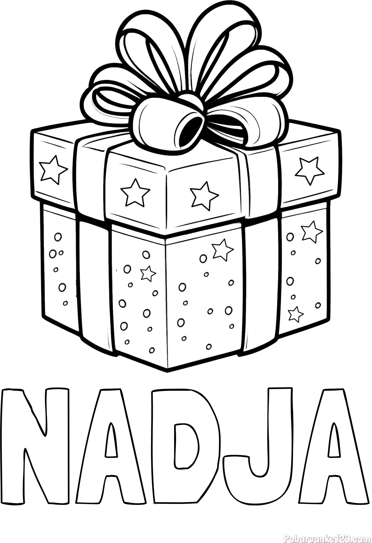 Pobarvanka imena NADJA in pobarvanka božičnega darila