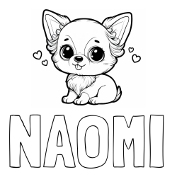 Online izdelana pobarvanka - Pobarvanka imena NAOMI in pobarvanka čivave