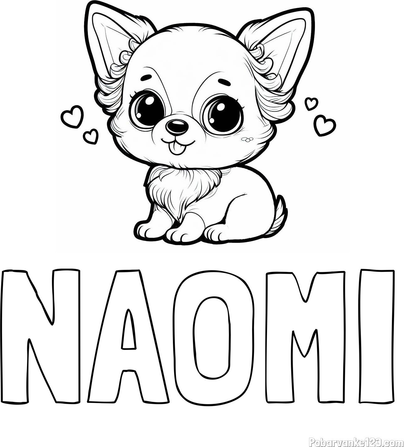 Pobarvanka imena NAOMI in pobarvanka čivave