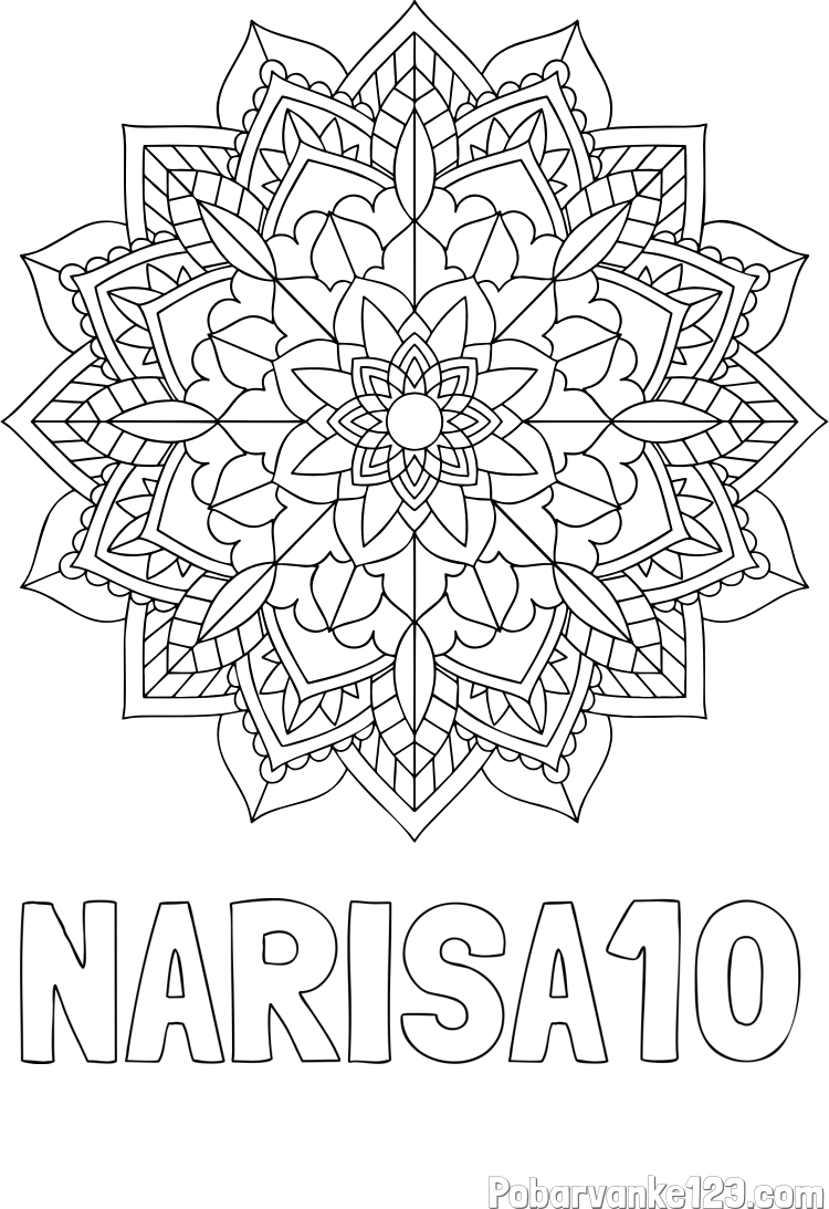 Pobarvanka imena NARISA10 in Čudovita pobarvanka mendale