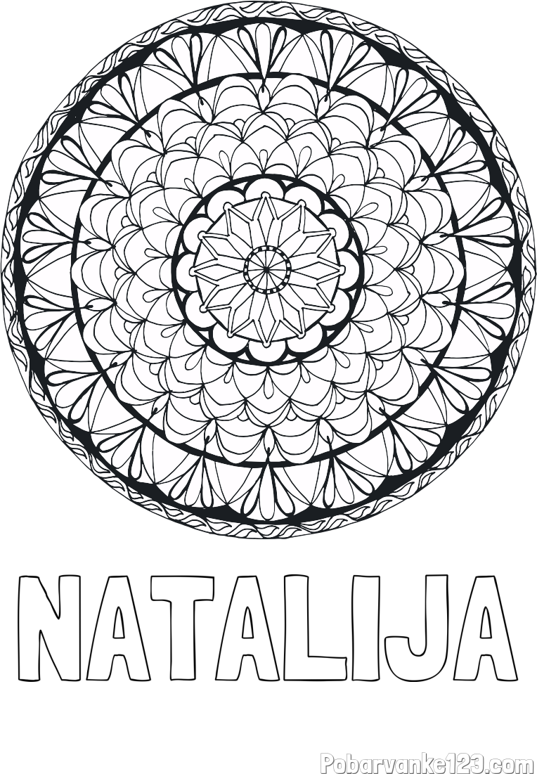 Pobarvanka imena NATALIJA in mandale 4