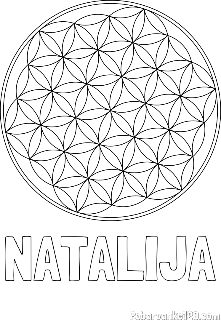 Pobarvanka imena NATALIJA in mandale