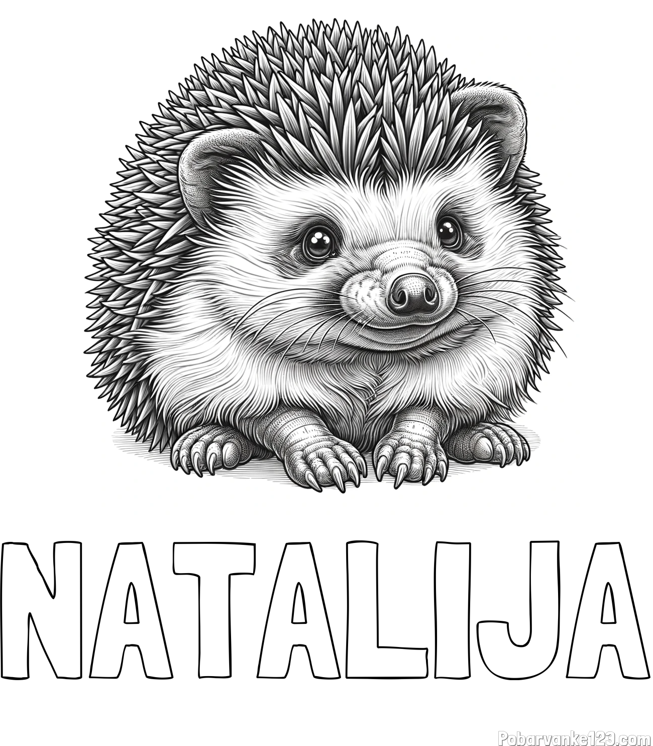 Pobarvanka imena NATALIJA in pobarvanka ježa