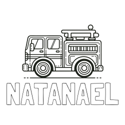Online izdelana pobarvanka - Pobarvanka imena NATANAEL in lepa pobarvnak gasilskega avta