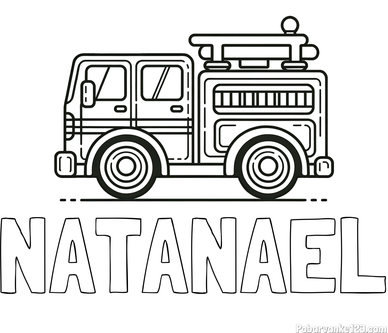 Pobarvanka imena NATANAEL in lepa pobarvnak gasilskega avta