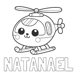 Online izdelana pobarvanka - Pobarvanka imena NATANAEL in otroška pobarvanka helikopterja