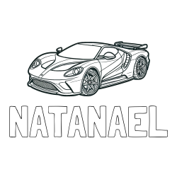 Online izdelana pobarvanka - Pobarvanka imena NATANAEL in Športni avtomobil