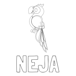 Online izdelana pobarvanka - Pobarvanka imena NEJA in pobarvanka čudovite papige ARE