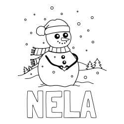 Online izdelana pobarvanka - Pobarvanka imena NELA in pobarvanka prikupnega snežaka