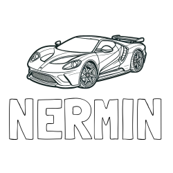 Online izdelana pobarvanka - Pobarvanka imena NERMIN in Športni avtomobil