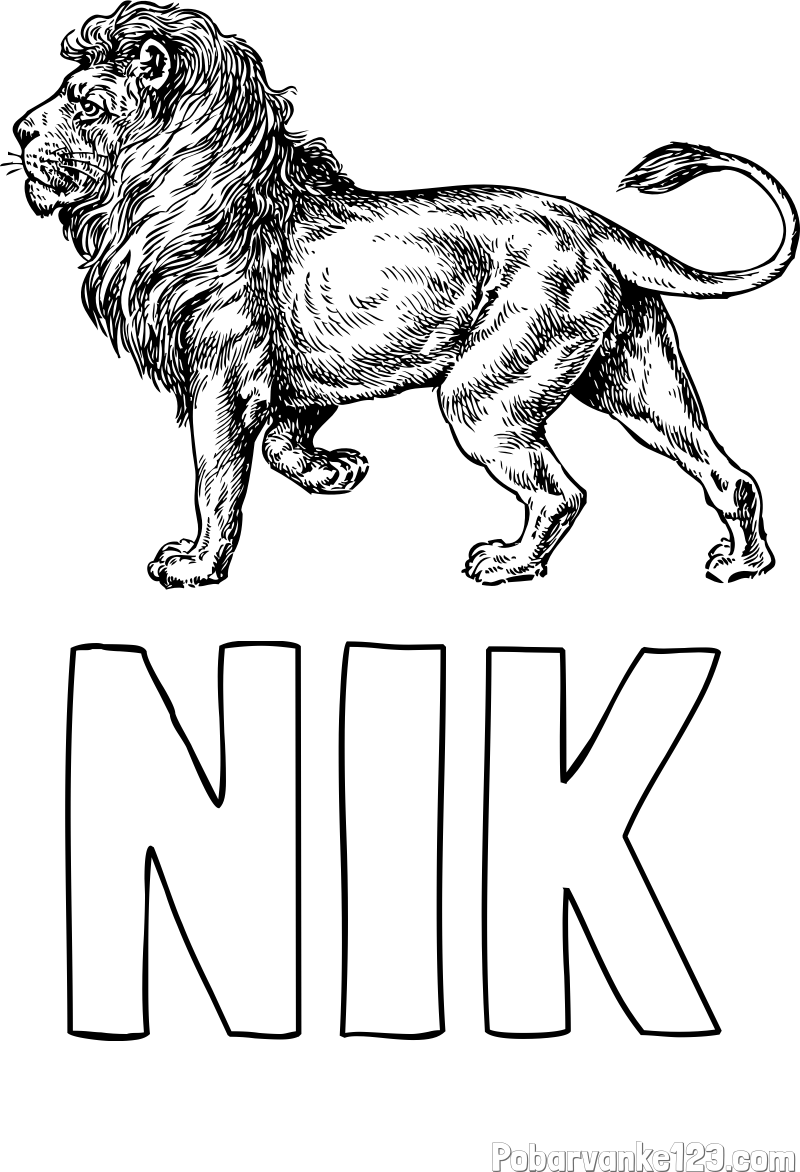 Pobarvanka imena NIK in pobarvanka leva