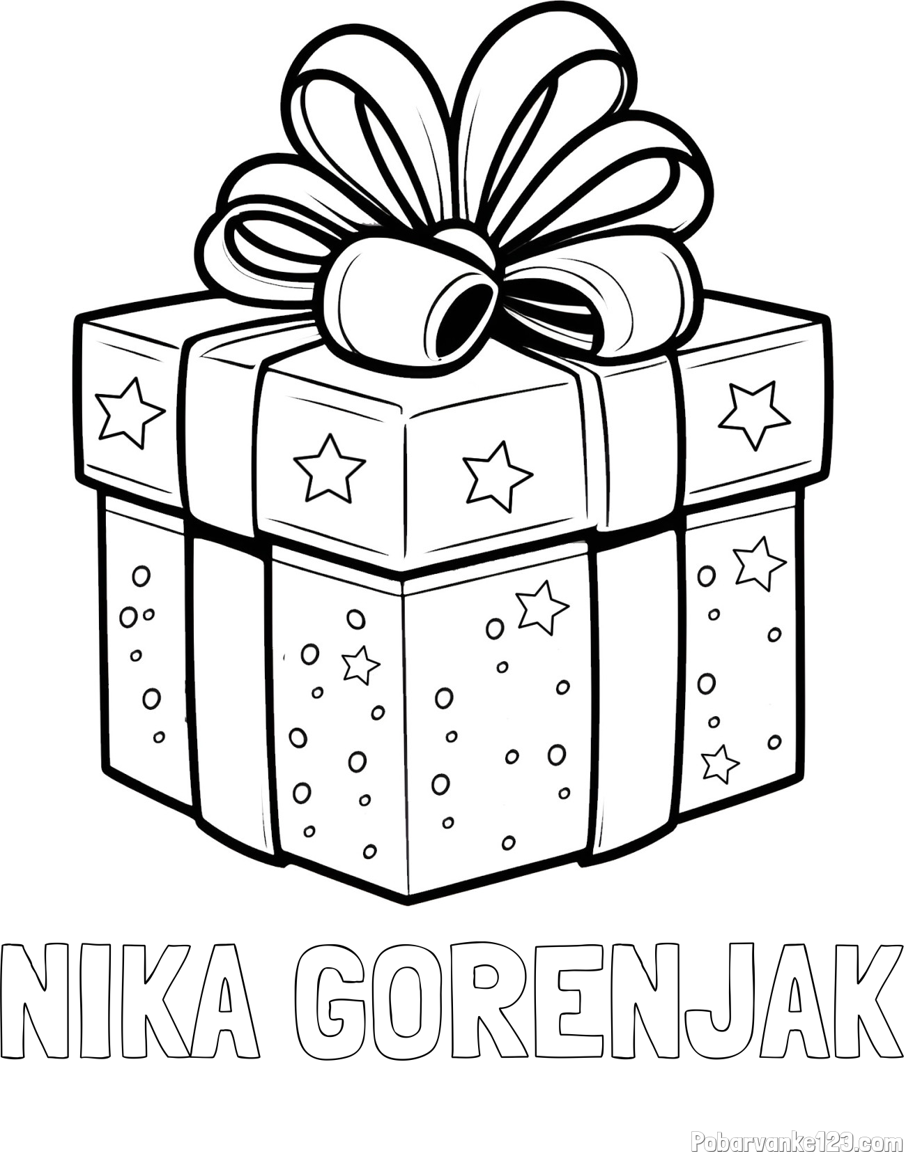Pobarvanka imena NIKA GORENJAK in pobarvanka božičnega darila