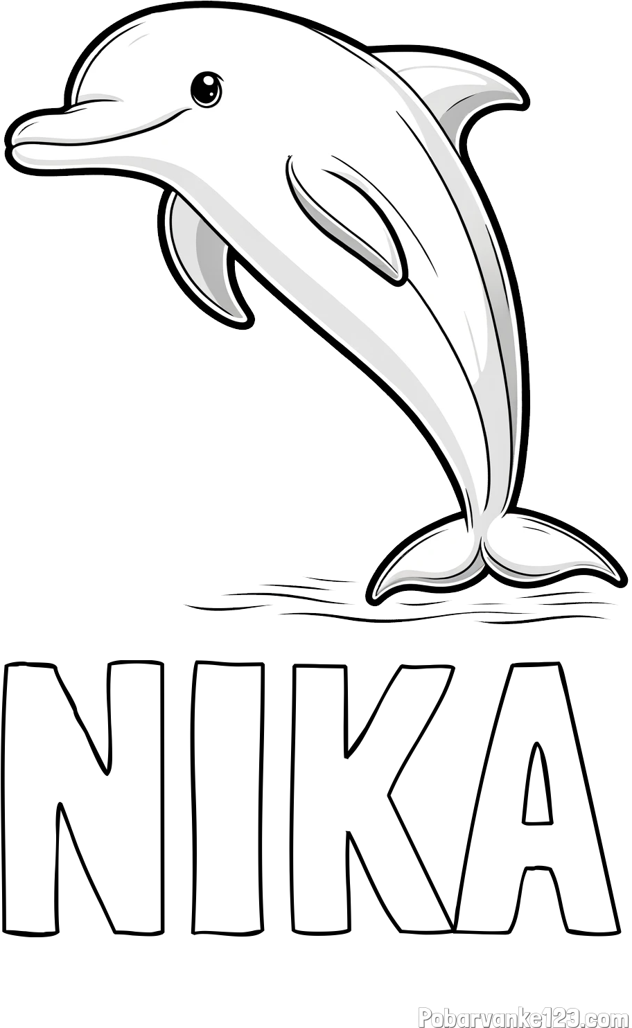 Pobarvanka imena NIKA in pobarvanka delfina
