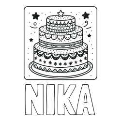 Pobarvanka imena NIKA in pobarvanka slastne torte