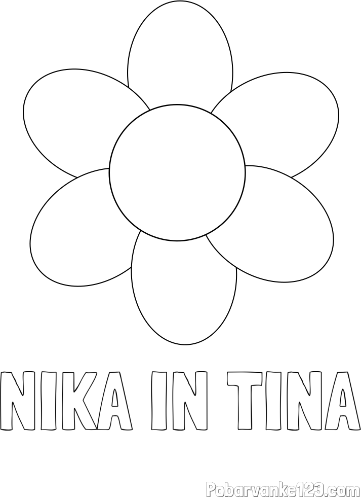 Pobarvanka imena NIKA IN TINA in otroška pobarvanka cveta