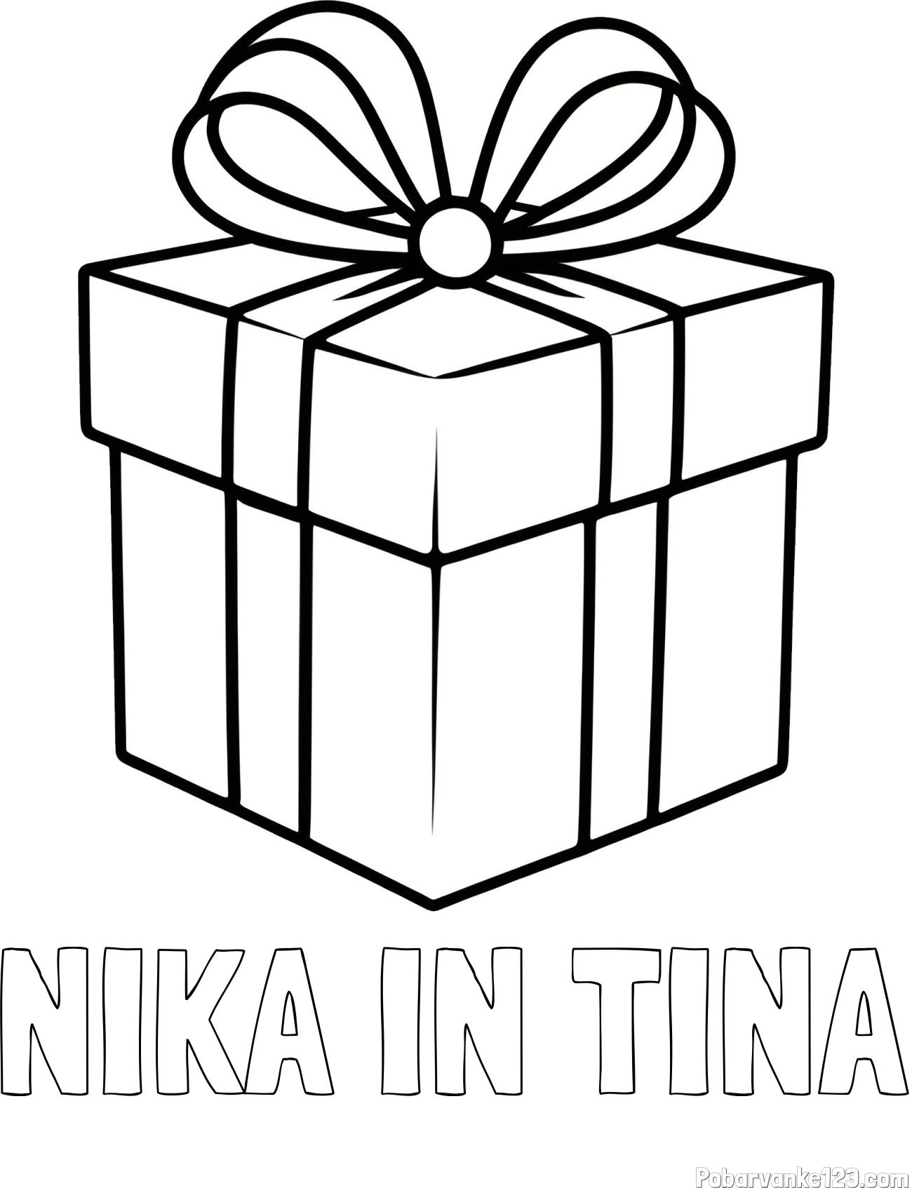 Pobarvanka imena NIKA IN TINA in pobarvanka preprostega darila