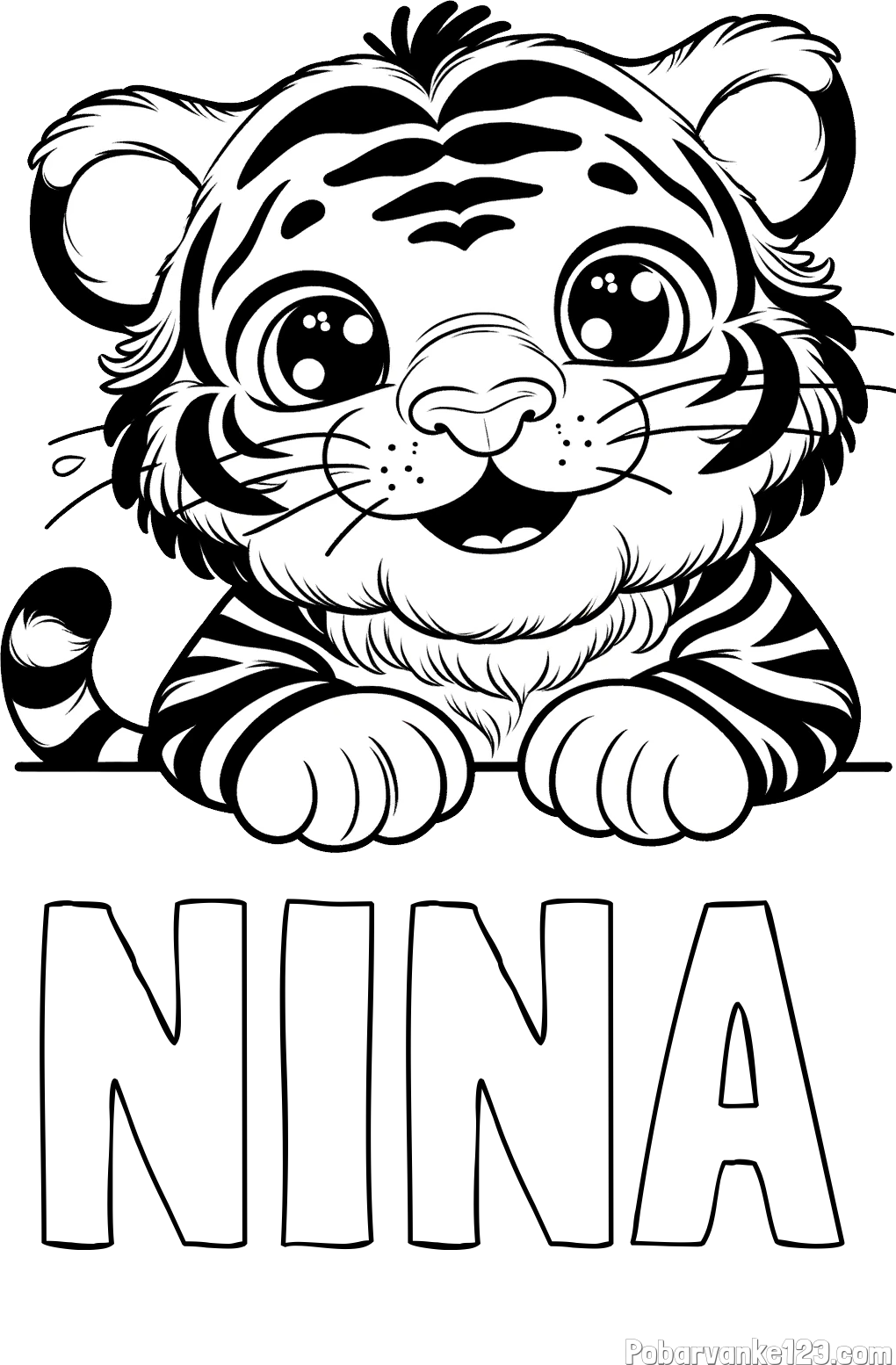 Pobarvanka imena NINA in pobarvanka tigrček