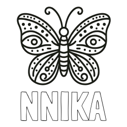 Online izdelana pobarvanka - Pobarvanka imena NNIKA in preprosta pobarvanka metulja