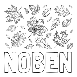 Online izdelana pobarvanka - Pobarvanka imena NOBEN in pobarvanka listja