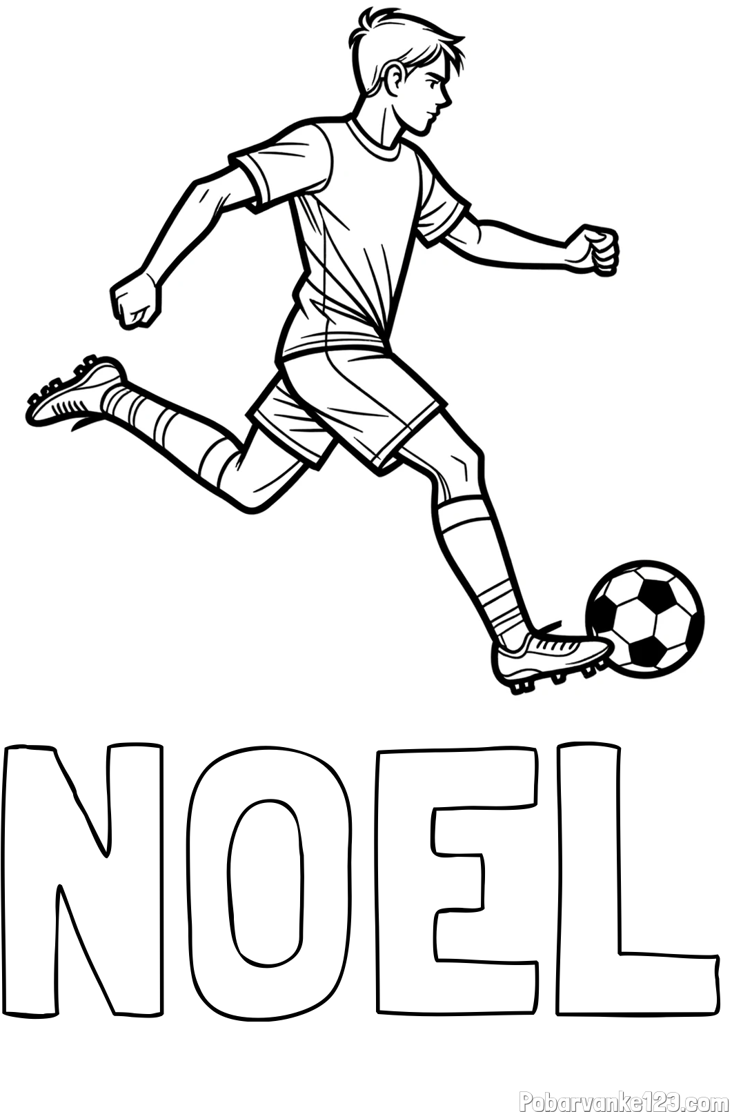 Pobarvanka imena NOEL in pobarvanka nogometaša v napadu