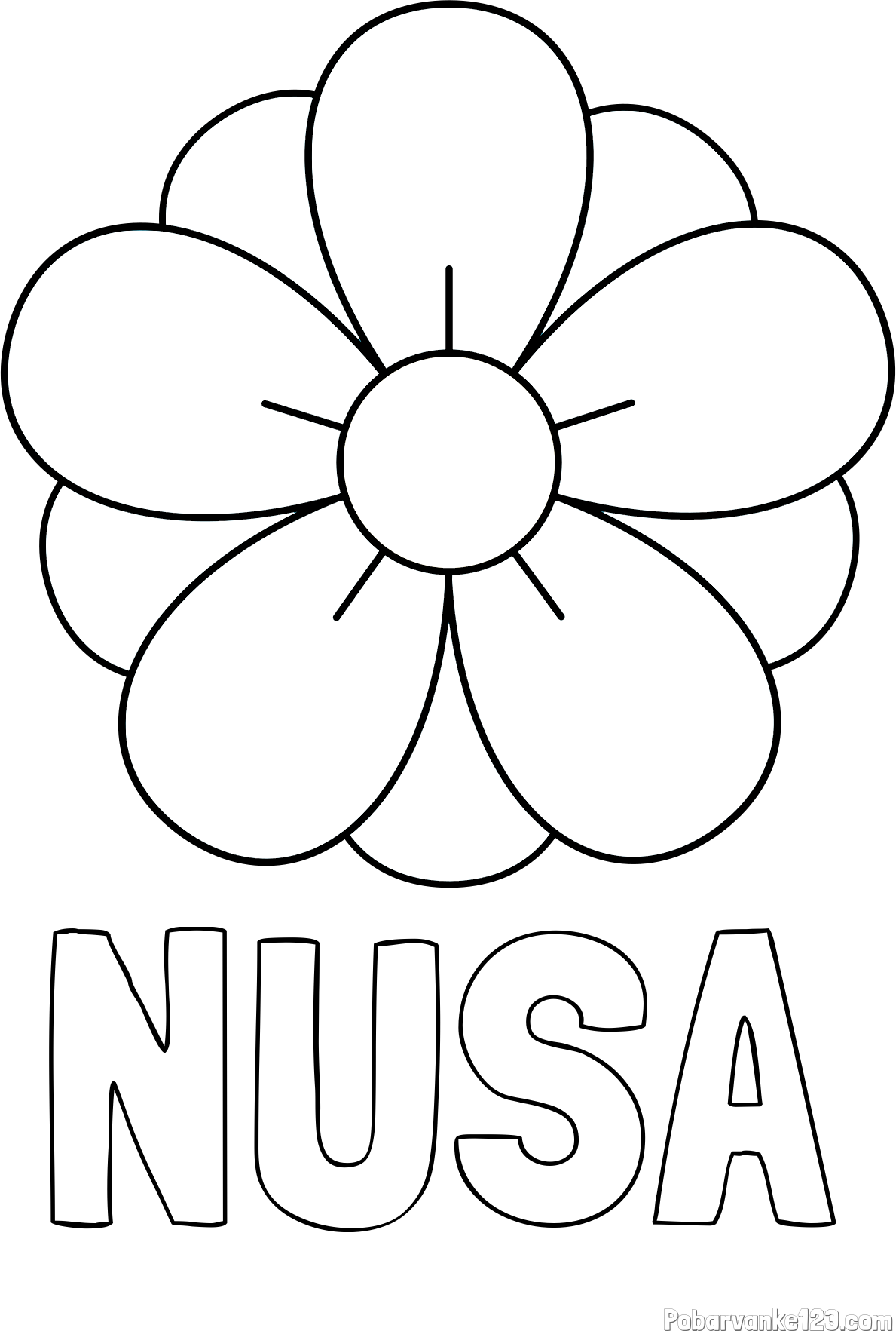 Pobarvanka imena NUŠA in pobarvanka lepega cveta