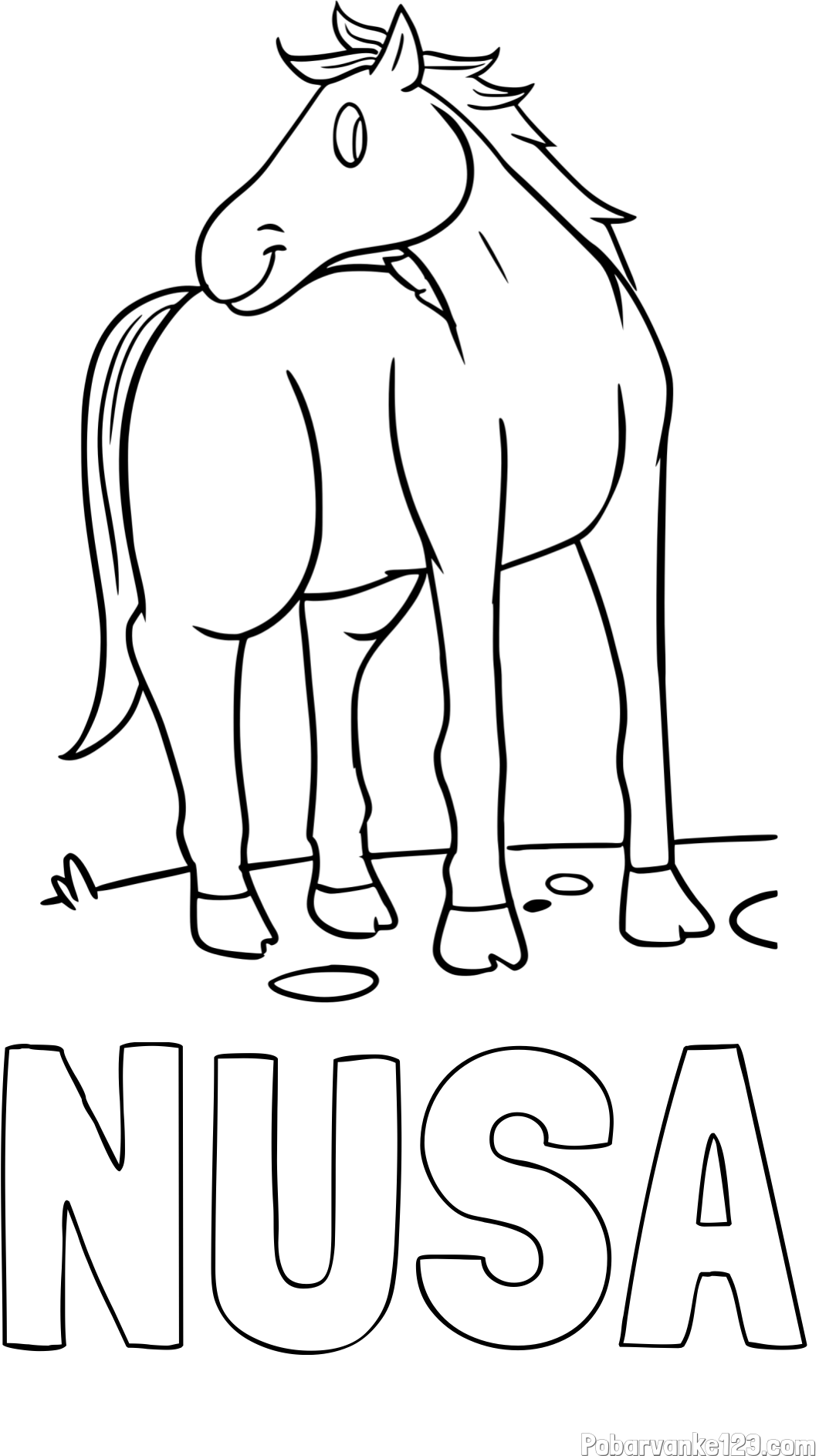 Pobarvanka imena NUŠA in pobarvanka prikupnega konjička