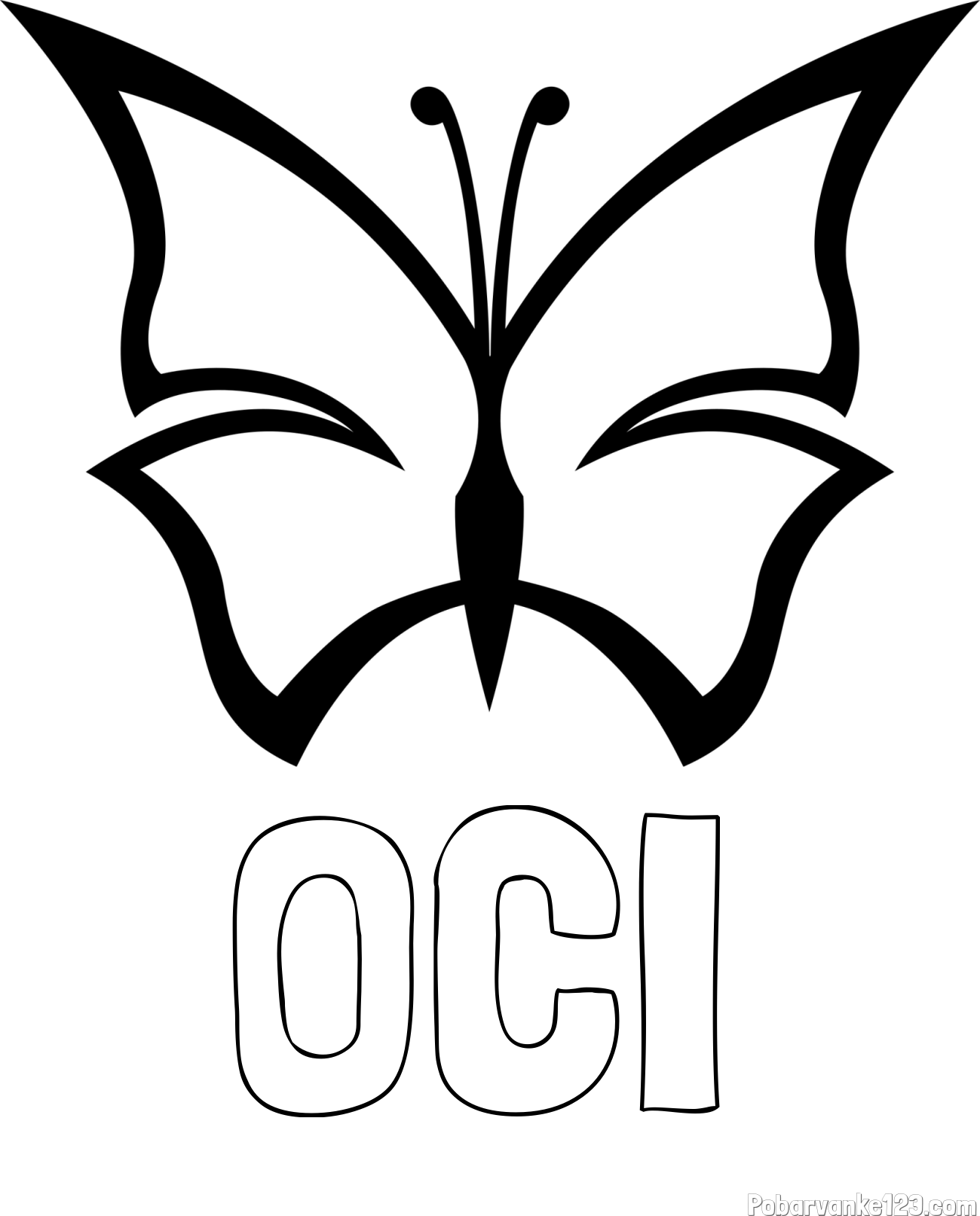 Pobarvanka imena OČI in otroška pobarvanka metulja