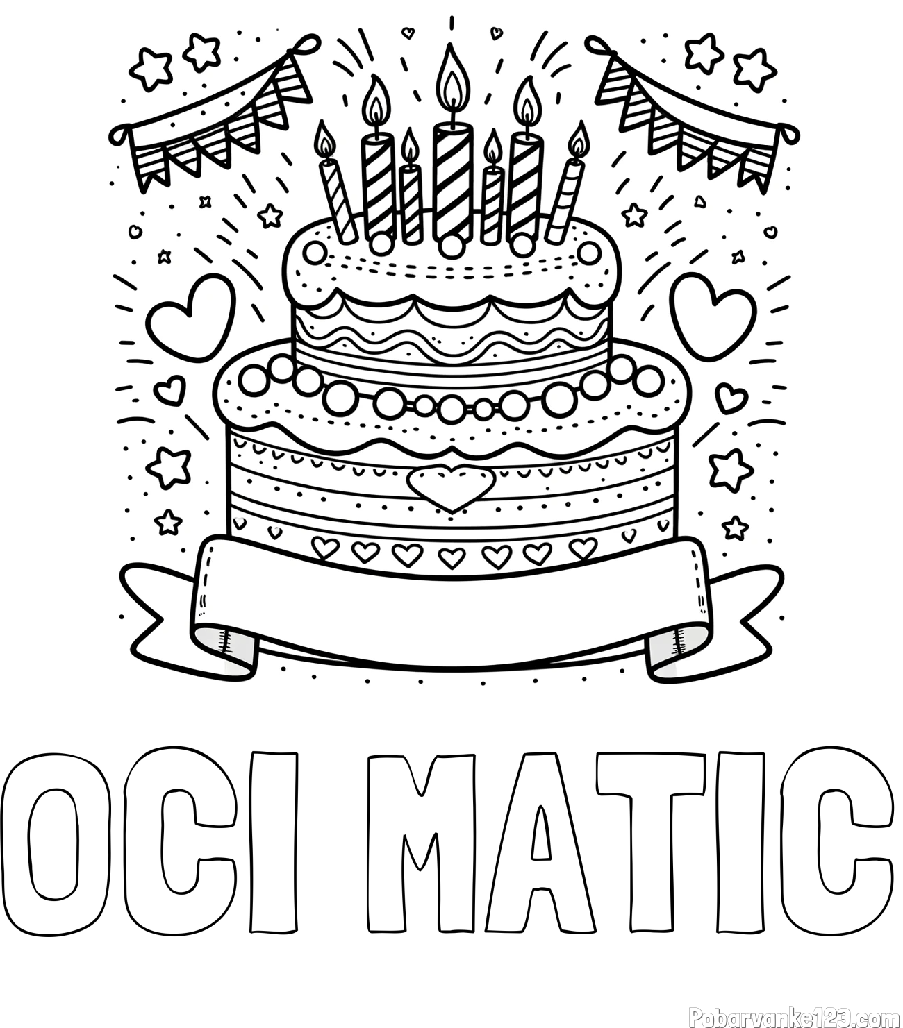 Pobarvanka imena OČI MATIC in pobarvanka velike torte za rojstni dan