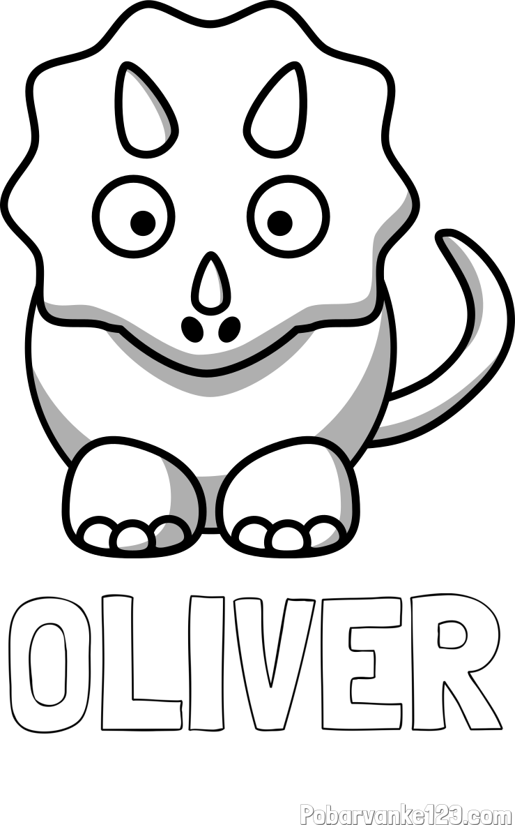 Pobarvanka imena OLIVER in pobarvanka dinozavra triceratops