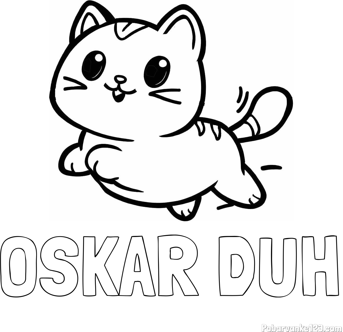 Pobarvanka imena OSKAR DUH in pobarvanka prikupne mačke med tekom
