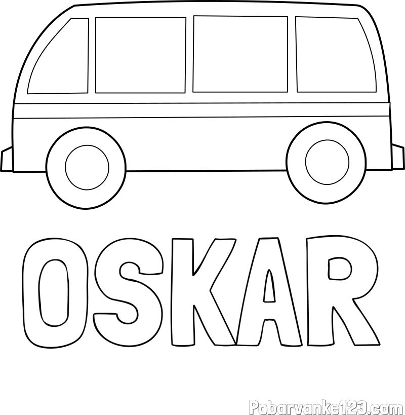 Pobarvanka imena OSKAR in avtobus
