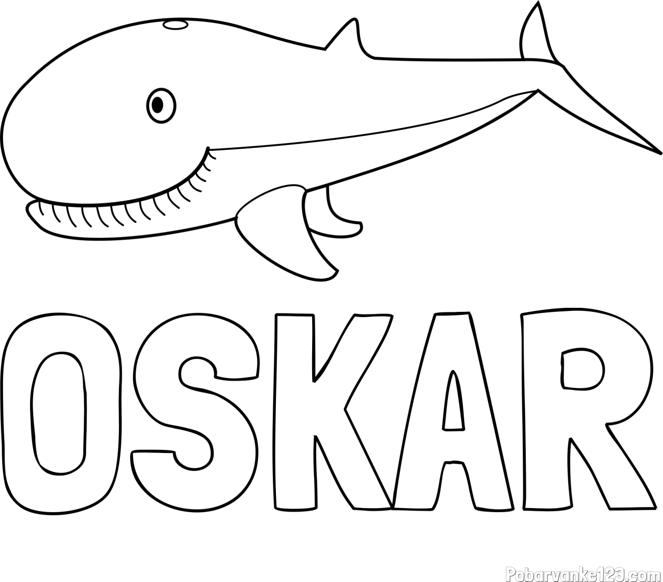 Pobarvanka imena OSKAR in pobarvanka kita