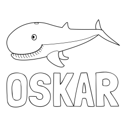 Online izdelana pobarvanka - Pobarvanka imena OSKAR in pobarvanka kita