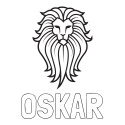 Online izdelana pobarvanka - Pobarvanka imena OSKAR in pobarvanka leva z bujno grivo