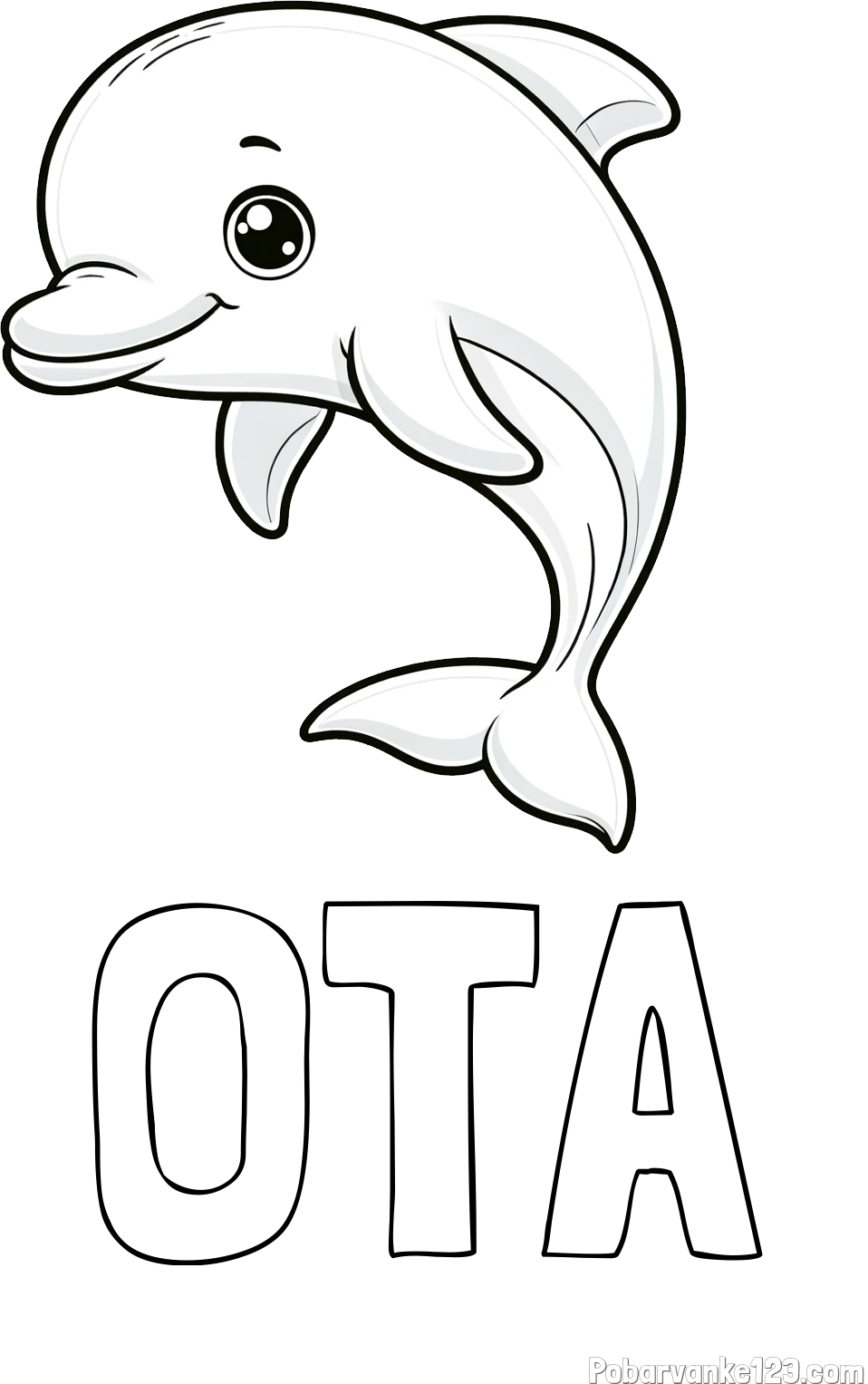 Pobarvanka imena OTA in otroška pobarvanka ljubkega delfina