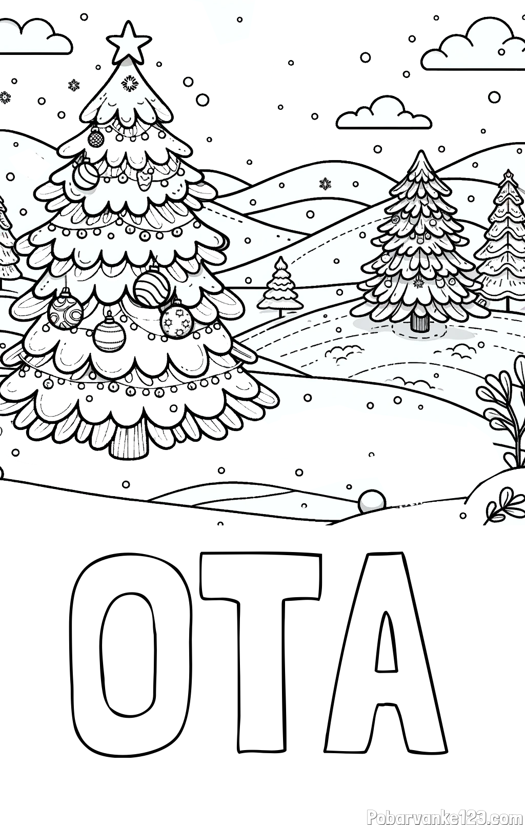 Pobarvanka imena OTA in pobarvanka božične smrečice v naravi