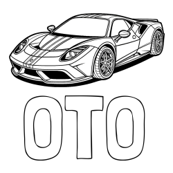 Online izdelana pobarvanka - Pobarvanka imena OTO in pobarvanka čudovitega športnega avtomobila