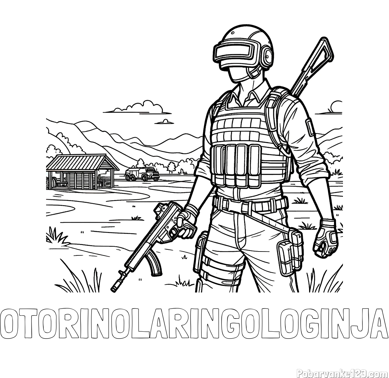 Pobarvanka imena OTORINOLARINGOLOGINJA in otroška PUBG pobarvanka