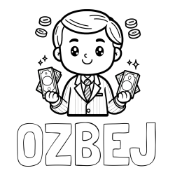 Online izdelana pobarvanka - Pobarvanka imena OŽBEJ in otroška pobarvanka bankirja z veliko denarja