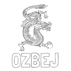 Online izdelana pobarvanka - Pobarvanka imena OŽBEJ in pobarvanka kitajskega zmaja