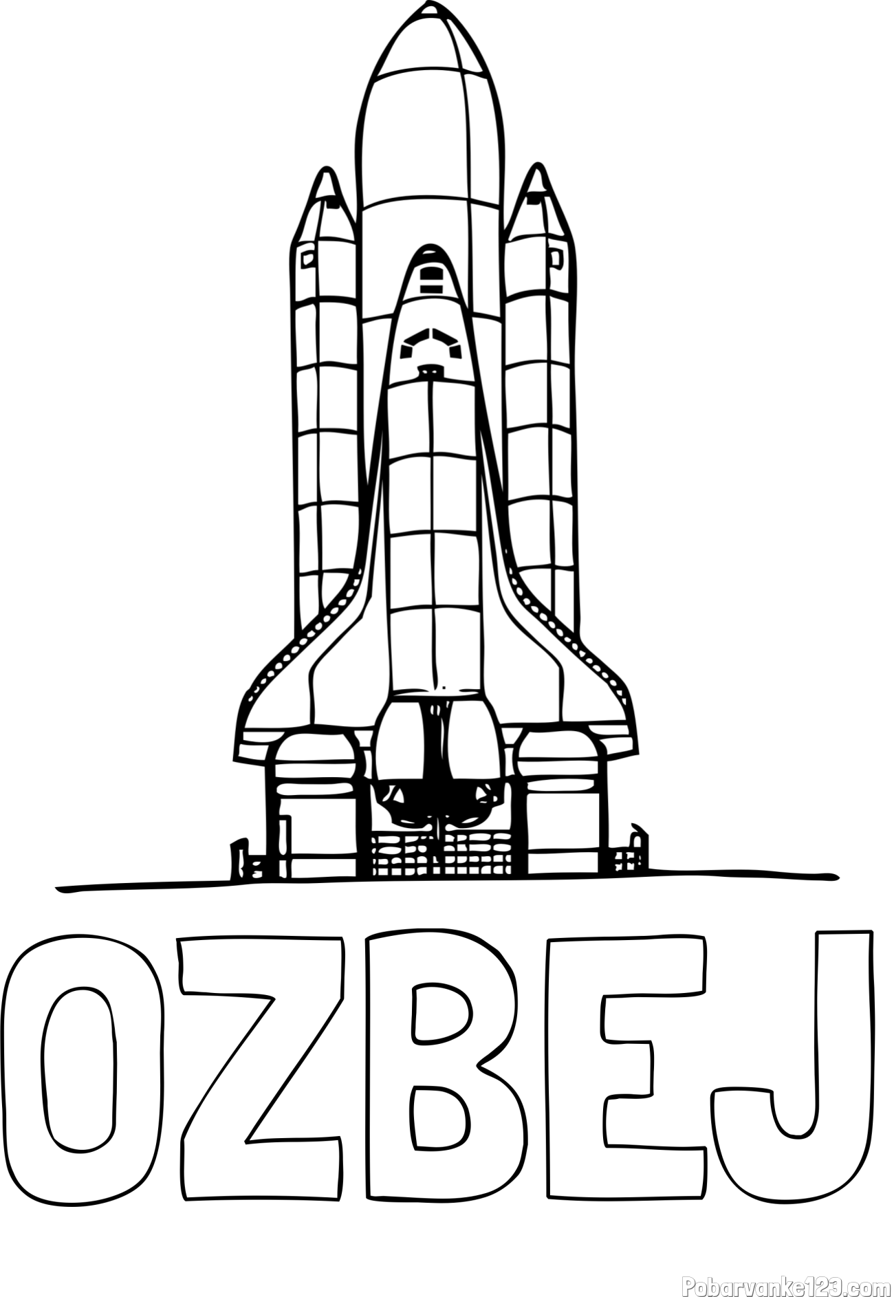 Pobarvanka imena OŽBEJ in pobarvanka vesoljskega plovila Space Shuttle