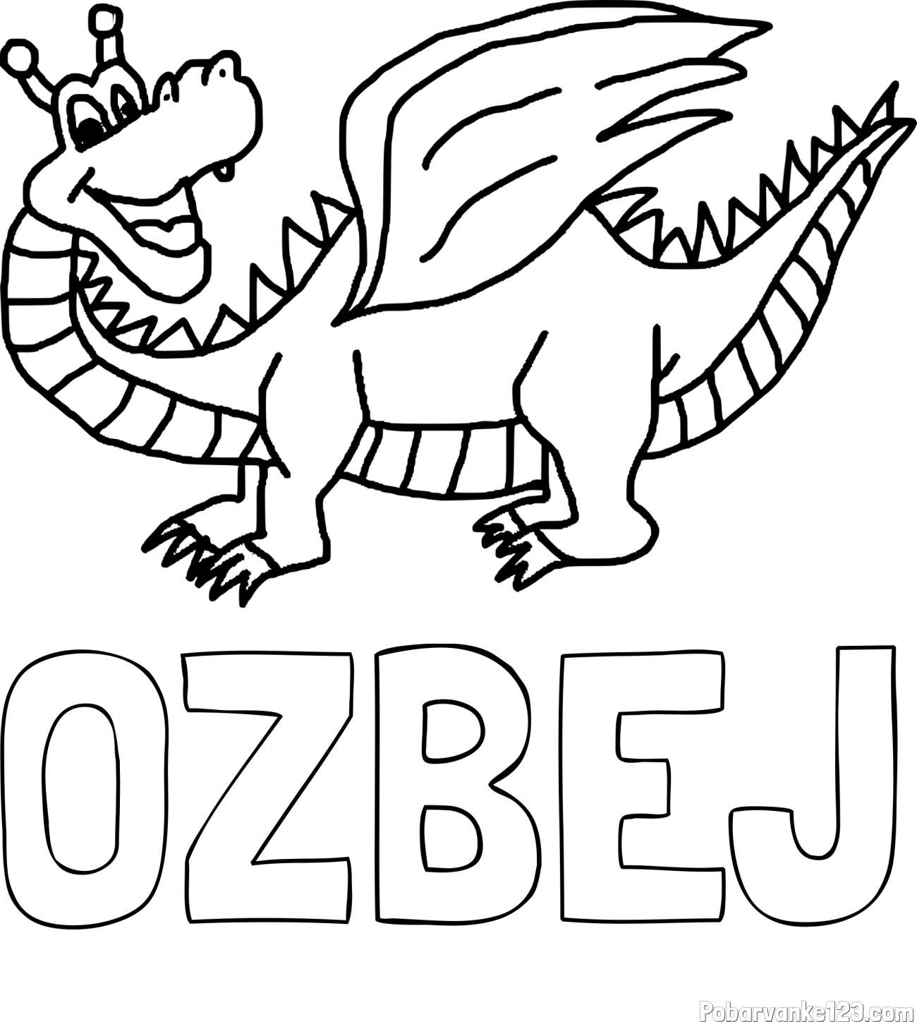 Pobarvanka imena OŽBEJ in pobarvanka zmajčka